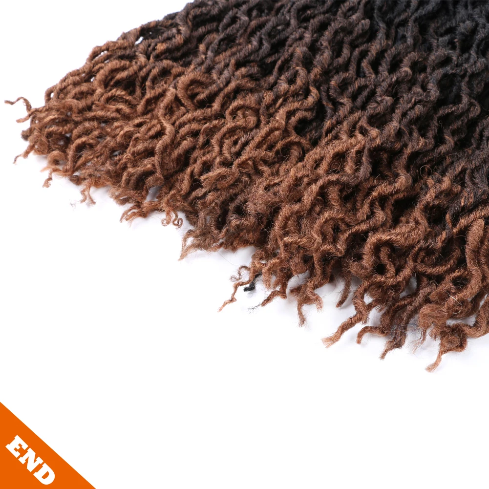 Wholesale 18inch ombre synthetic crochet braid soft for black women boho wave wavy goddess dread faux gypsy locs