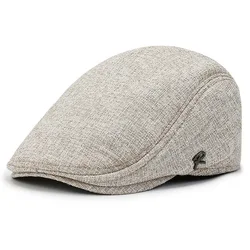 High Quality Cotton Canvas Embroidery Beret Men Casual Peaked Berets Hat