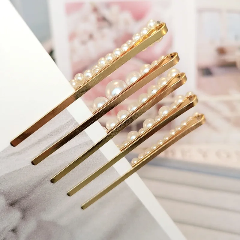 Word clip girl hairpin fashion pearl hairclip trend metal bangs edge