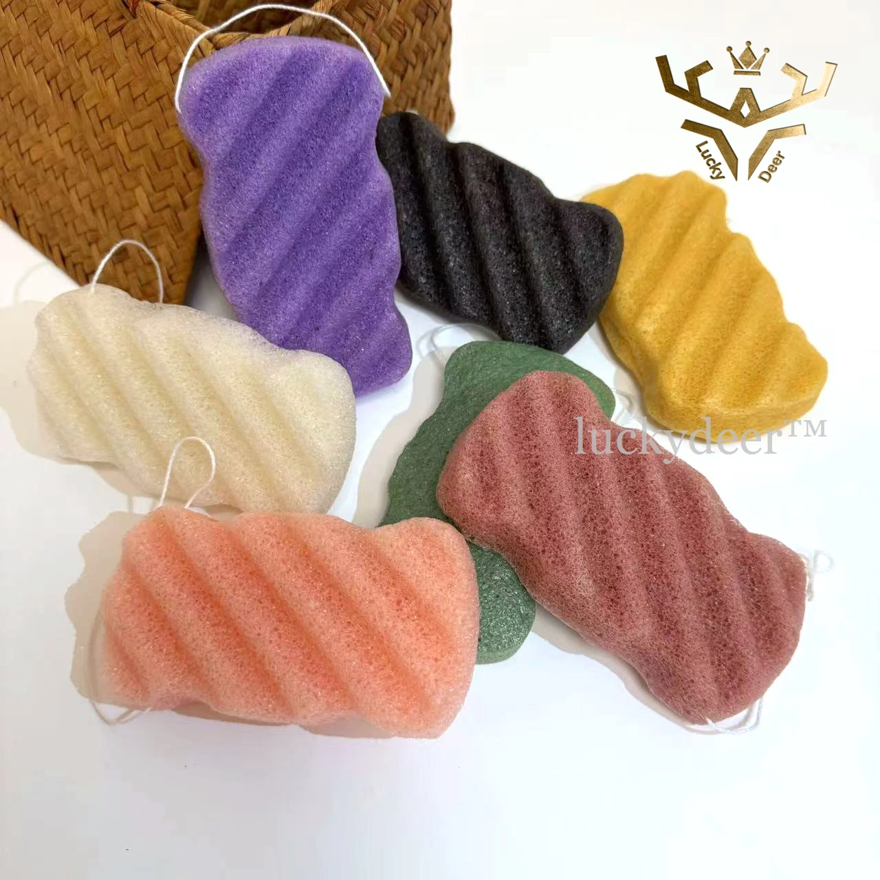 Biodegradable Natural Facial Washing Konjac Sponge Makeup Removing Puff Body Exfoliating Scrubbing Charcoal Cleansing Sponge