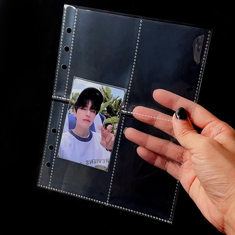 Photo Album Refillable Pages Card Pocket Customizing Transparent PP Photo Sleeve for 6 Ring Binder Idol Game Card