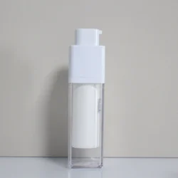 New design 30ml 50Ml square airless serum cosmetic foundation bottle with point pump twist up container airless bottle