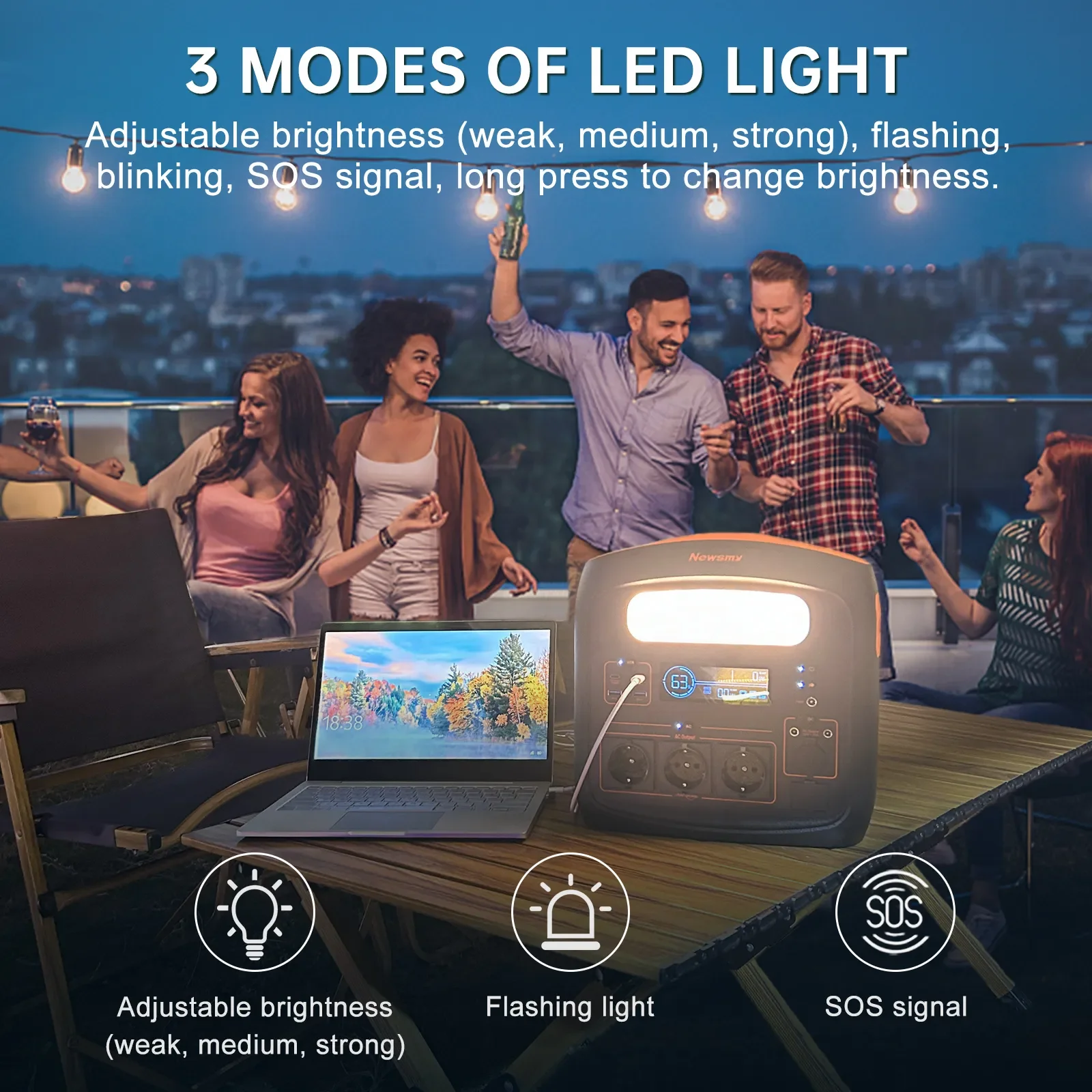 Электростанция портативная 1102.5Wh/1200w 110v/120v для мобильного телефона/ноутбука/наружная/Аварийная