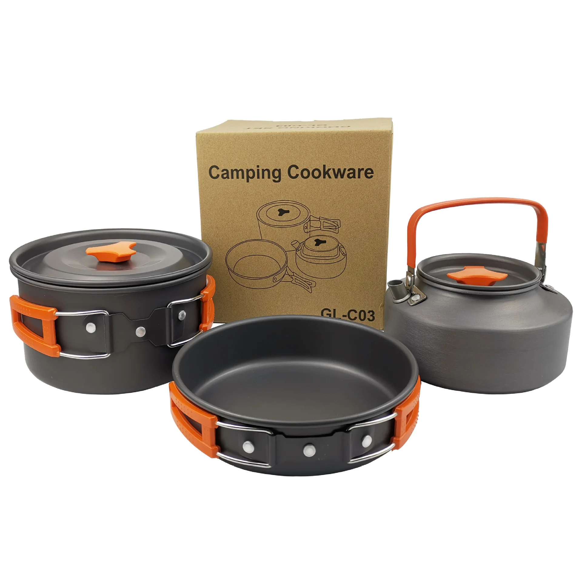 Factory Direct Price Camping Stainless Portable Cookware Set 2 To 3 People Outdoor Pot Cover