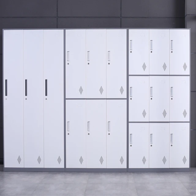 Wholesale price stainless steel locker cabinet metal school storage 3 6 9 12 15 18 door gym locker white industrial lockers