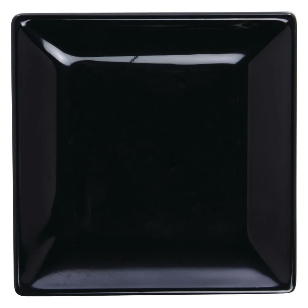 Melamine square black dinner plates