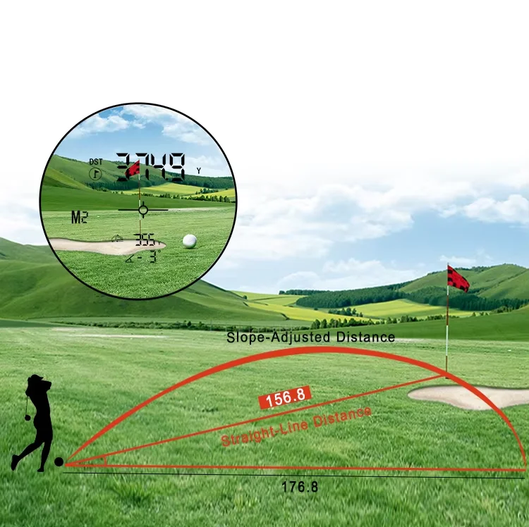 Custom Slope on Flagpole Lock Vibration Angel Laser Range Finder OLED Golf Rangefinders Pinseeker WIth Magnet