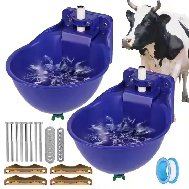 Livestock Drinking Water System Pig Cow and Sheep Automatic Plastic Drinking Bowl With Float Animal Pet Blue Drinking Trough