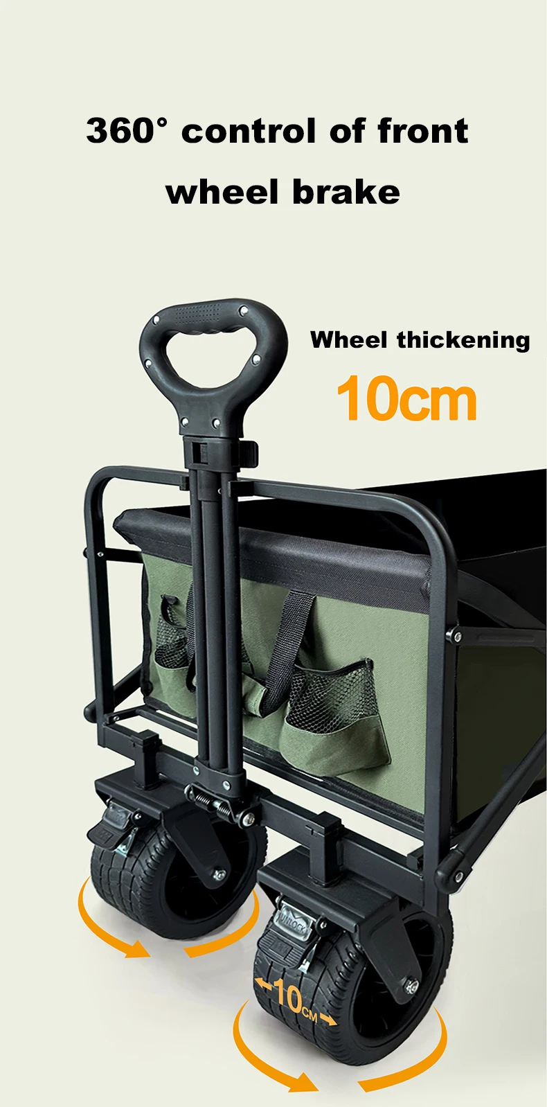 Outdoor Park Utility Folding Beach Trolley Picnic Camping Cart Garden Metal Folding Beach Wagon Cart