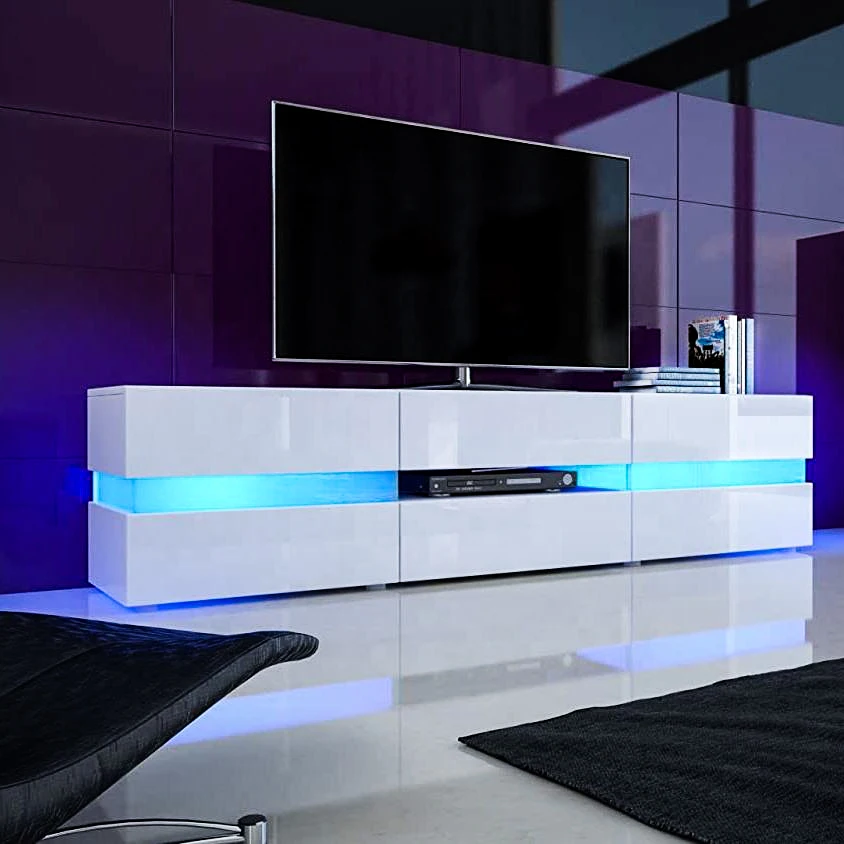 Free sample Modern style high glossy UV LED TV stand wooden living room furniture tv cabinet