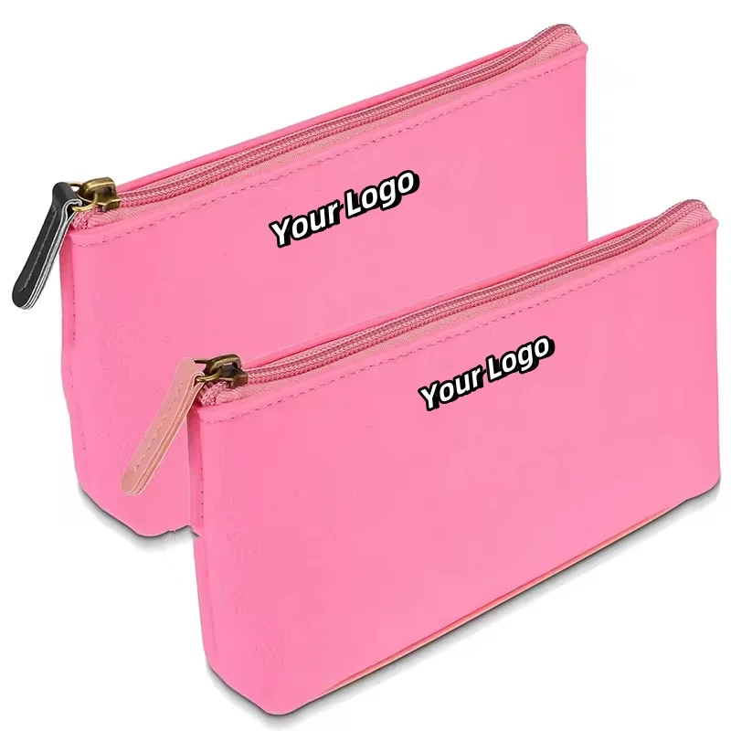 Custom Embossed eco Zipper Pouch Jelly Strap Cosmetic Pouch Neoprene Travel Toiletry Makeup Pencil Pen Bag Factory