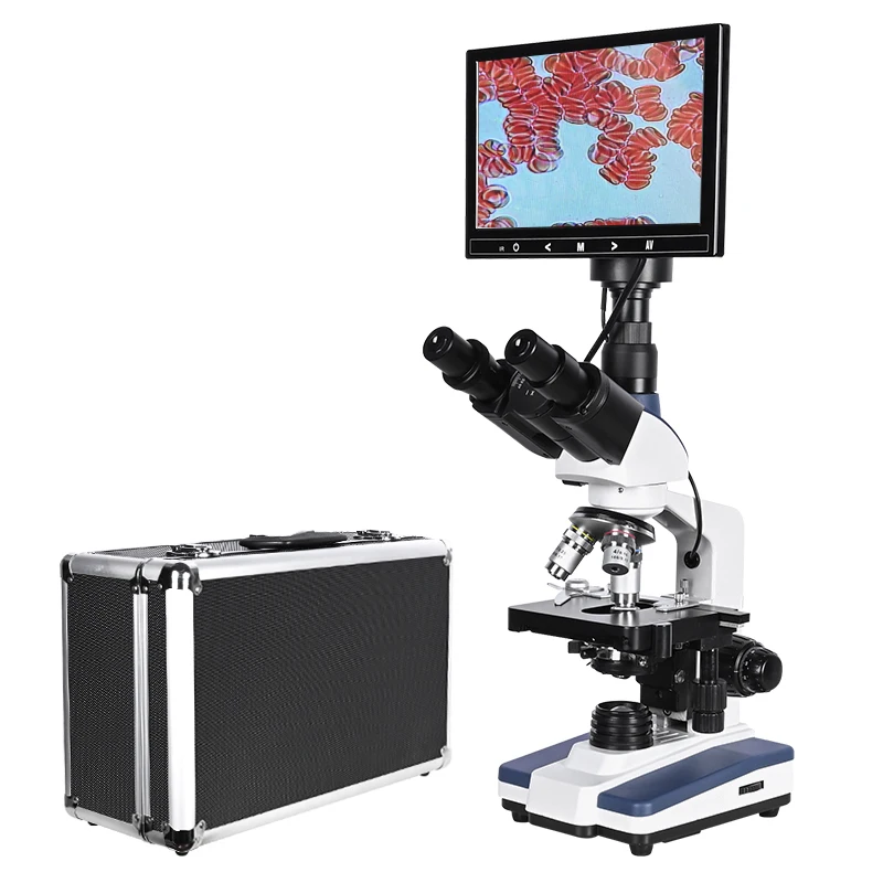 9-inch LCD Professional blood cells digital Microscope Binocular Trinocular biological Lab 5MP electronic eyepiece led OSL-010