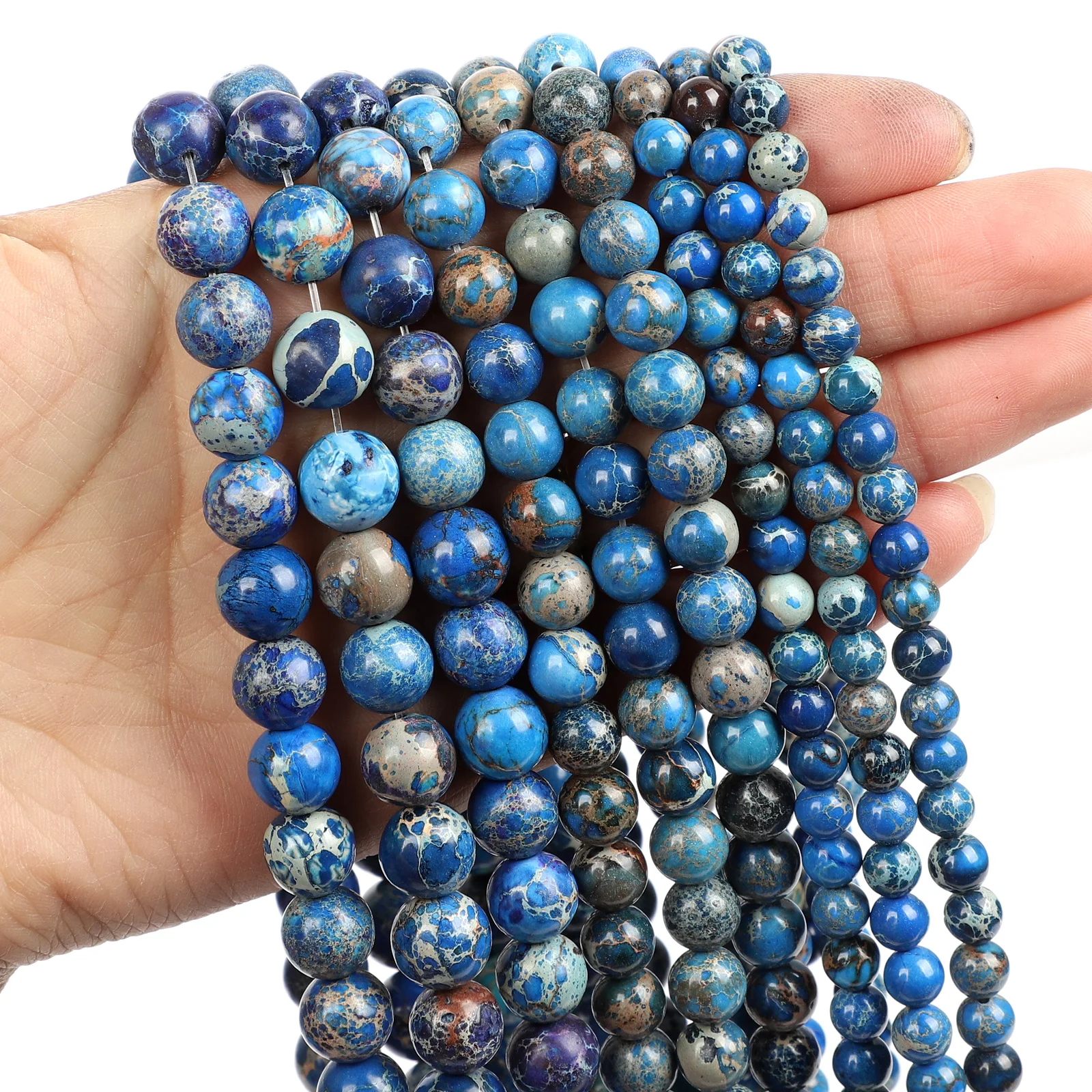 Colorful  Imperial Jasper Stone Beads Natural Stone Beads Round Loose Beads For Jewelry Making DIY Bracelets Handmade