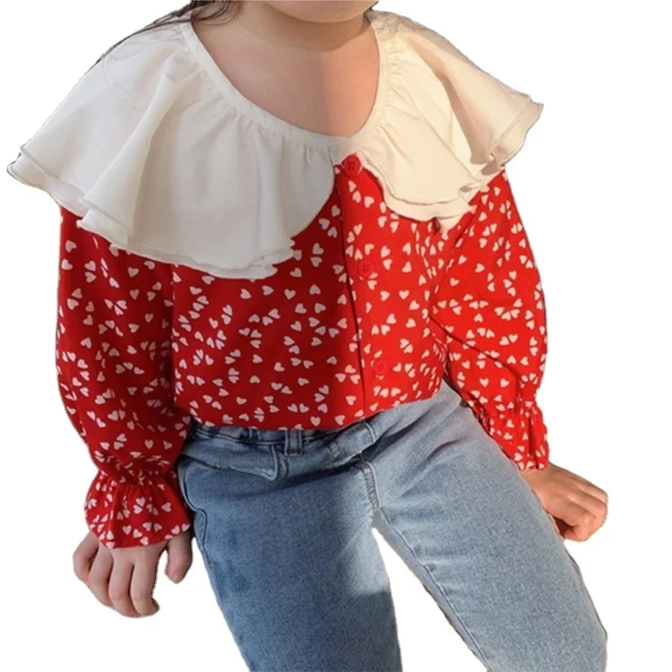 Wholesale Guangzhou factory spring Chiffon girls blouse kids French style shirts