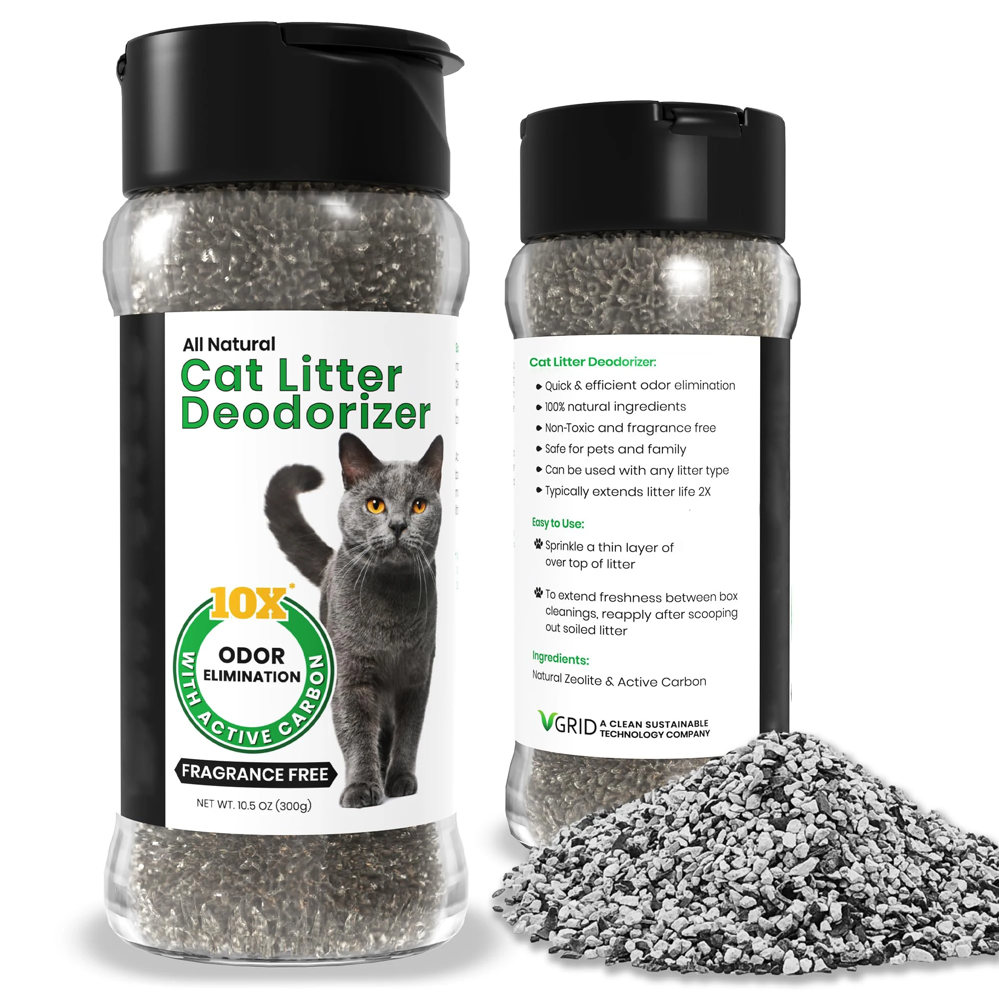 Cat litter Deodorizer Litter Box Odor Eliminator Fragrance Free Active Carbon Eliminates Cat Odors and Smells Home Fresh Clean
