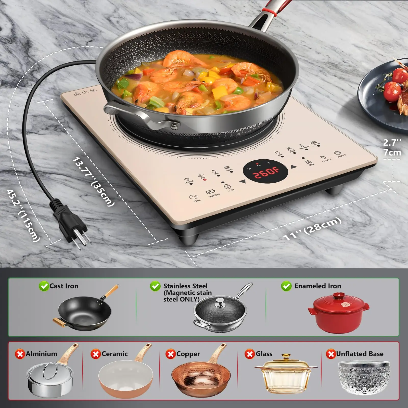 Customized high-end110v 220v 2200w Household Smart Touch Control Multifunction Single Electric Stove Induction Cooker