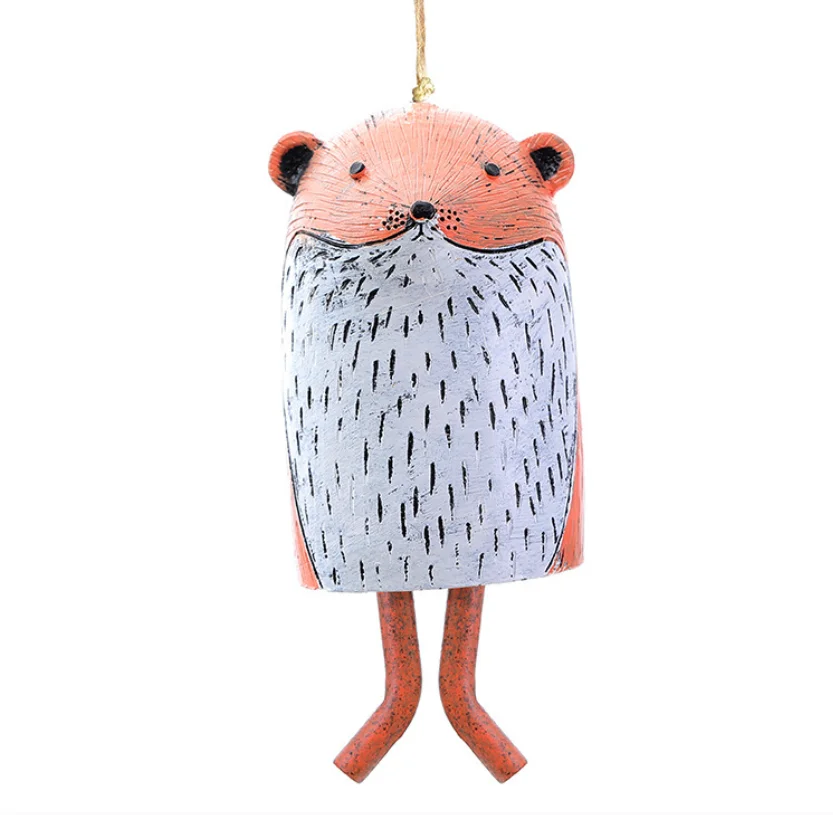 Vintage Hanging Animal Wind Chimes Cute Bells Crafts for Outdoor Garden Yard Decor Groundhog Fox Owl Sheep Rraccoon Sloth