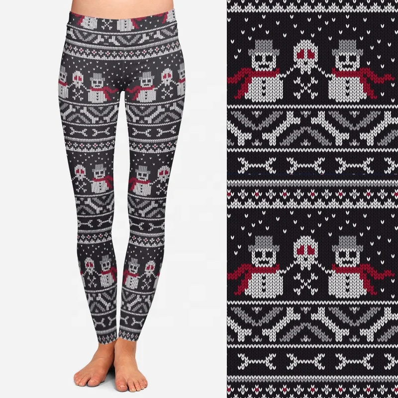 92 polyester 8 spandex leggings high waist milky soft sublimation printed red white candies Christmas leggings for women