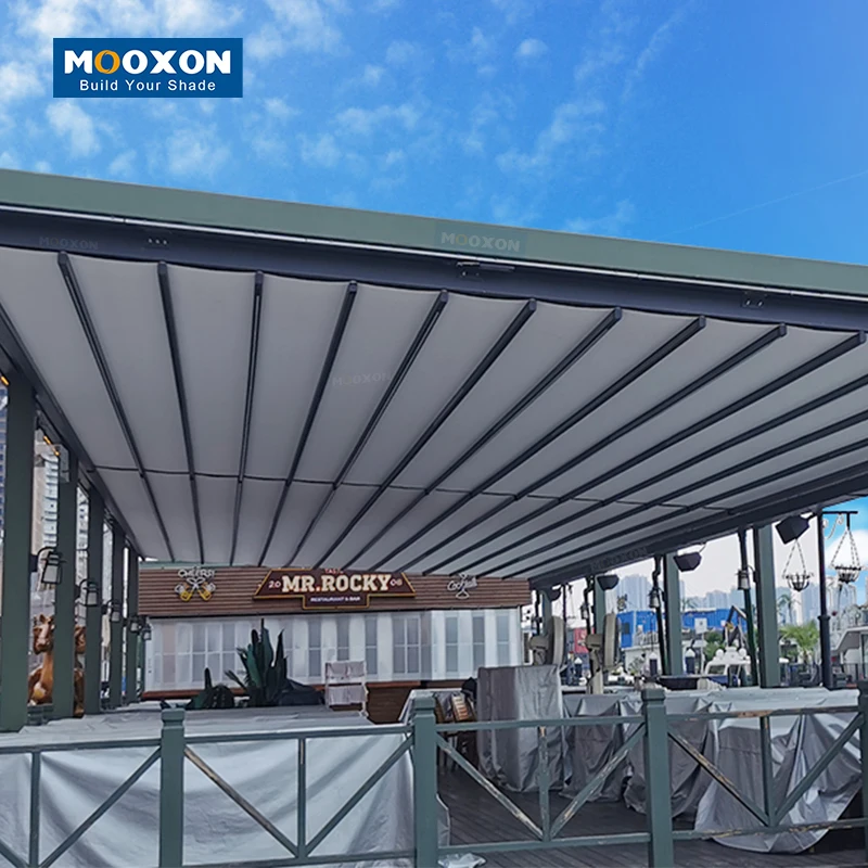 Modern Motorized Retractable PVC Roof Pergola with Durable Waterproof Canopy for Patios, Gardens, and Poolside Comfort