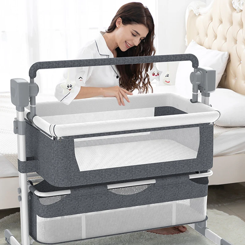 
Multifunctional Baby cribs cradle rocking bed rocking chair newborn smart coax electric baby bed bedside with sleeping basket 
