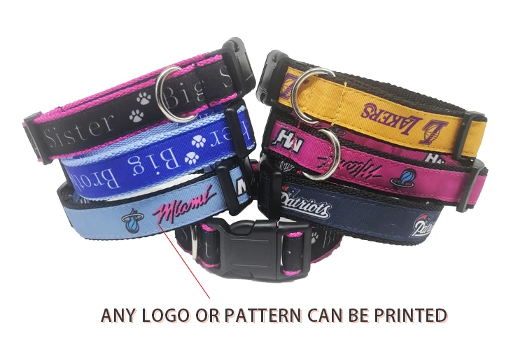 AI-MICH Personalized Custom Luxury Nylon Heat Transfer Dog Collar Leash