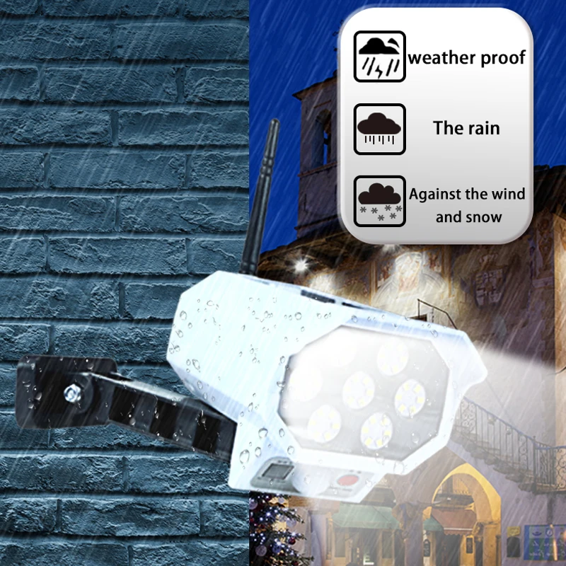 China wholesaler 2021 newest products Garden Waterproof Solar Panel Powered Simulation Security CCTV CameraWith Leds