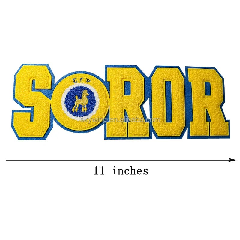 Large Embroidered Letters SOROR Pink and Green AKA Delta 1913 Sorority SGRHO Soror Chenille Iron on Patch for Pretty Hoodie