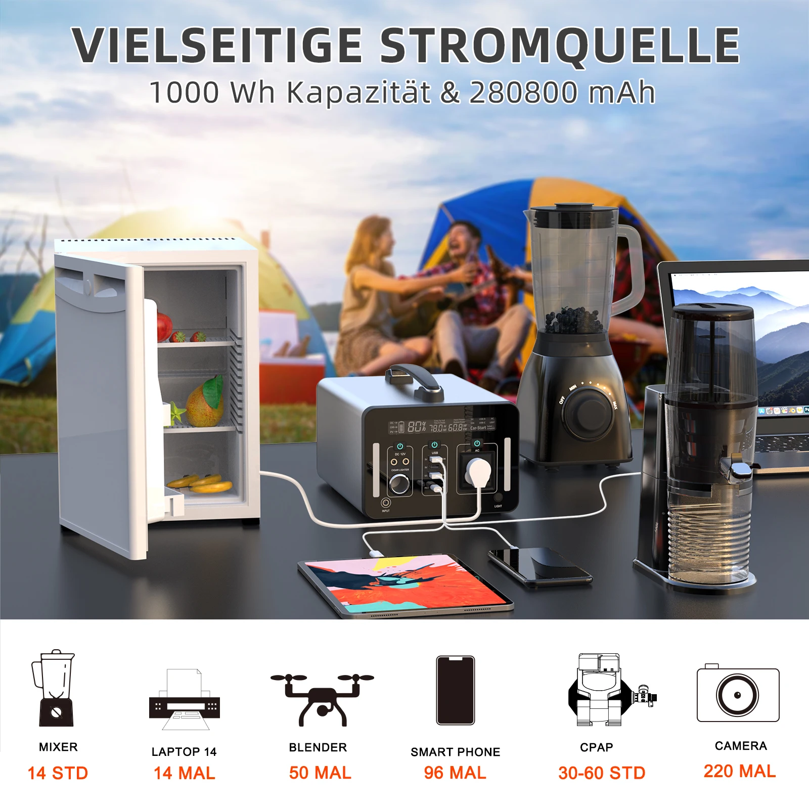 220V 110V Portable Power Station 1000W Solar Generator Portable Power Supply for Medical Emergency Preparedness