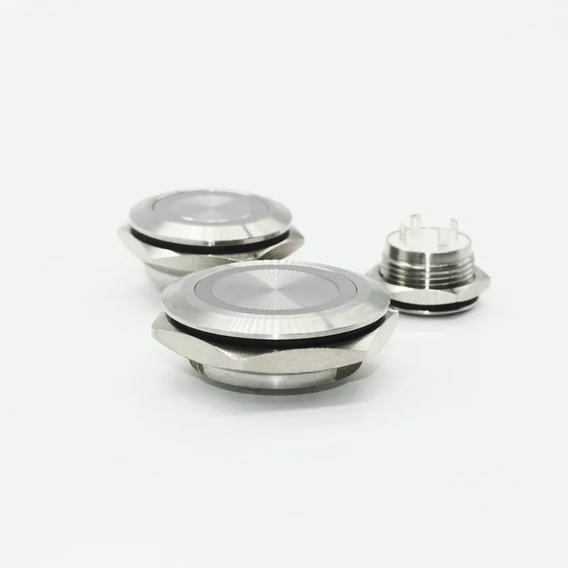 Кнопочный переключатель из нержавеющей стали, светодиодный сенсорный переключатель для подъема, мгновенный запуск, самосброс, 12 мм, 16 мм, 19 мм, 22 мм, 25 мм, 30 мм