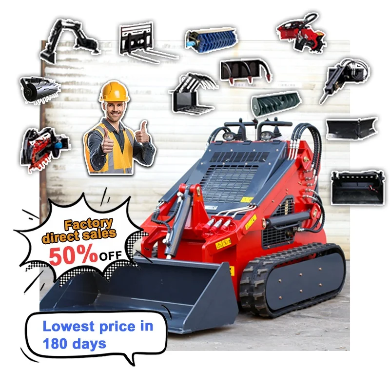 Free Shipping 400kg Bucket Capacity Skid Steering Loader Rubber Track EPA Gasoline Engine Mini Skid Steer Loaders for Sale
