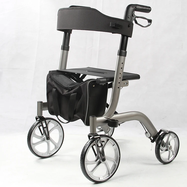 New Design Chinese Durable Lightweight Aluminum Rollator Walker With Hand Brake