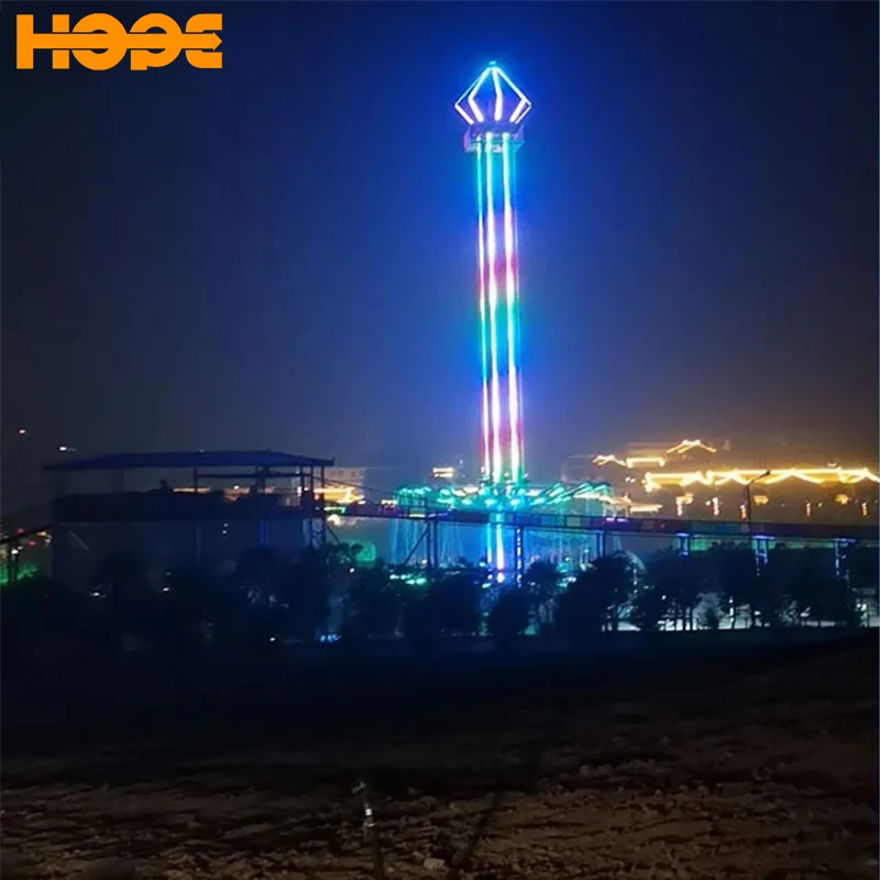 Outdoor Rotating Swing Big Exciting Theme Park Drop Tower Flying Chairs Amusement Park Rides Equipment Flying Tower