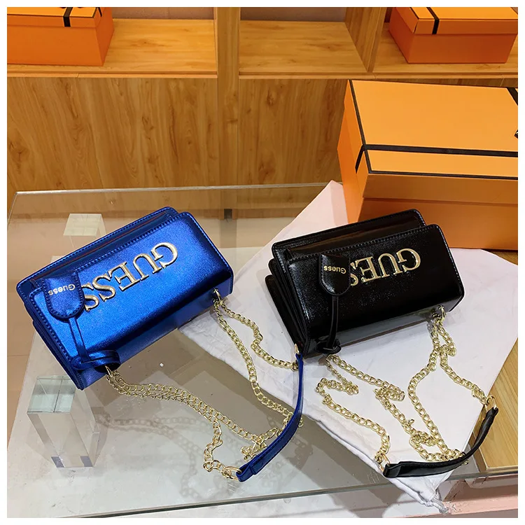 Crossbody Purses Luxury Designer Ladies Long Chains PU Leather Shiny Shoulder Handbags Messenger Bags Famous Brand Guesses