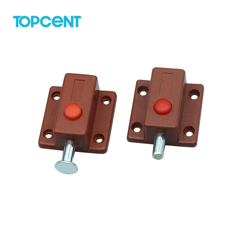 TOPCENT Plastic Door Bolts Latch Lock For Door Window Cabinet  latch furniture hardware accessories Push To Open Button Switch