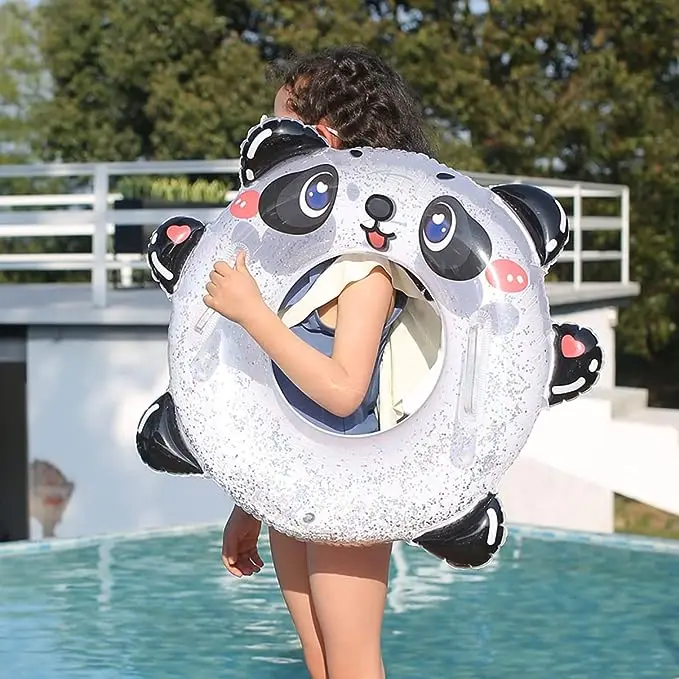 2023 Hot Sale Customize PVC Inflatable Panda Swim Ring Floating Toys for Pool and Outdoor