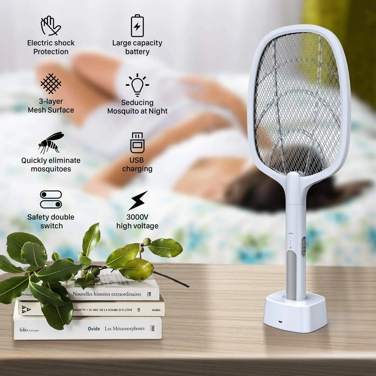 2 в 1 мухобойка Электрическая комаров убийства без развевающиеся руки Fly Zapper Indoor ловушка
