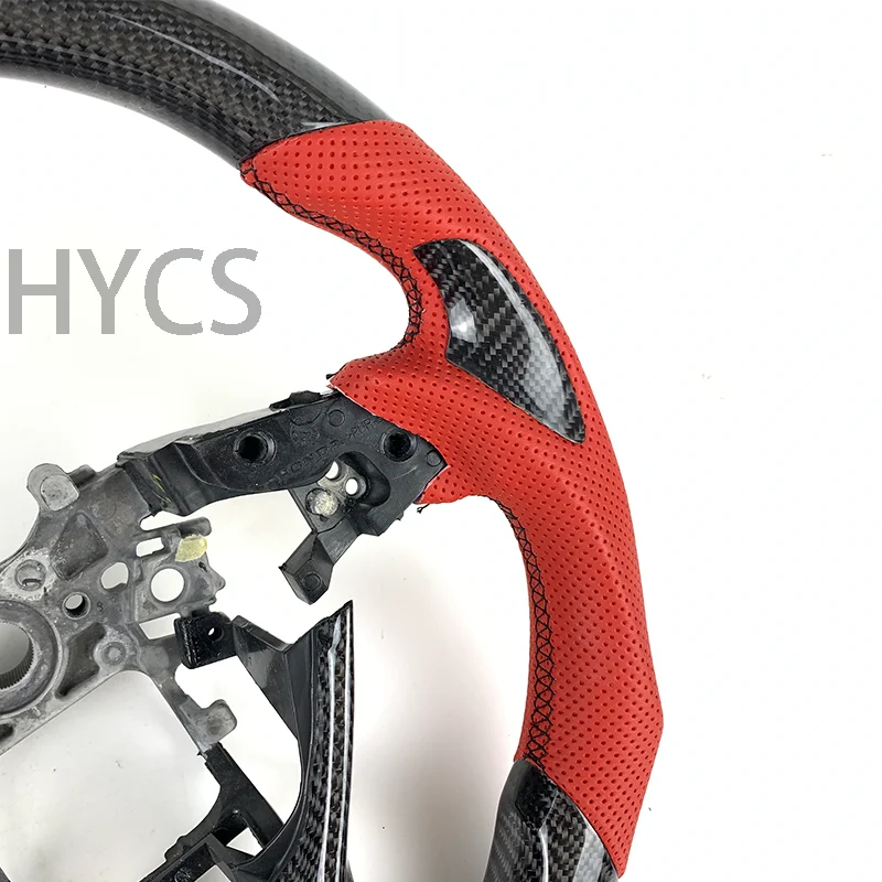 for Honda Accord 2018 2019 2020 2021 2022 10th Generation Carbon Fiber Steering Wheel Red Perforated Leather