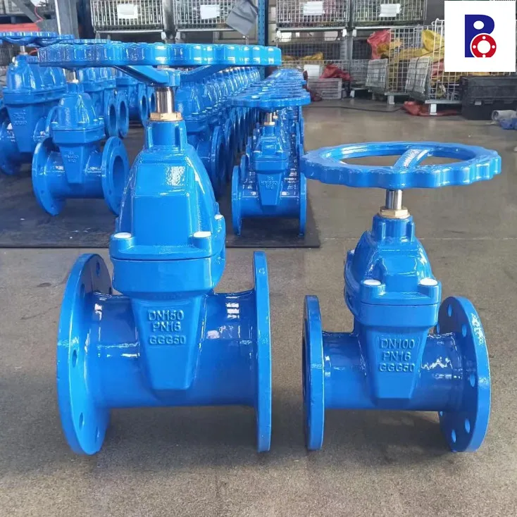 ISO Certificated Ductile Iron Body DIN3352 DN100 PN16 WCB Stem Handle Lever Actuator Rubber Seal Gate Valve