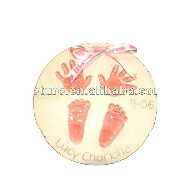2024 Wholesale baby footprints commemorative handprint ornaments Keepsake air dry clay