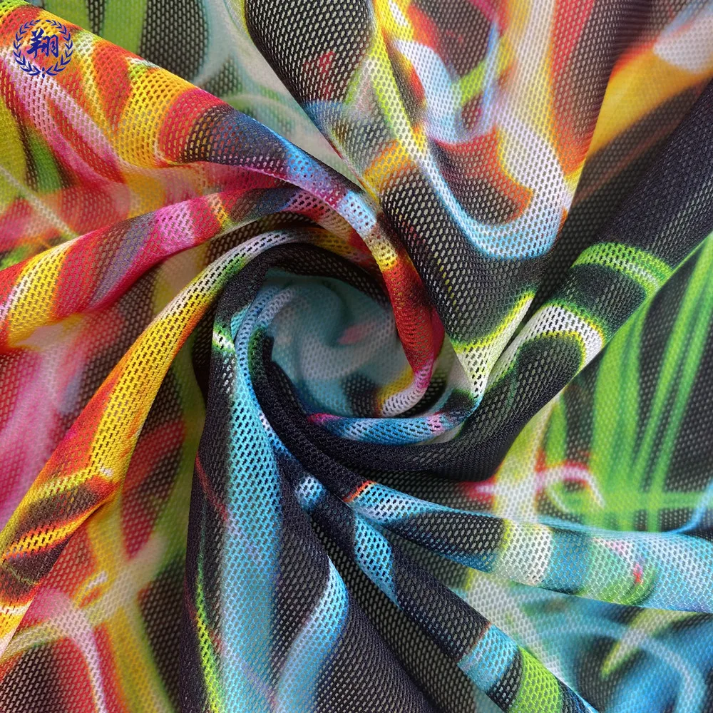 90gsm  Nylon Spandex Print  Powernet Mesh Fabric For Underwear