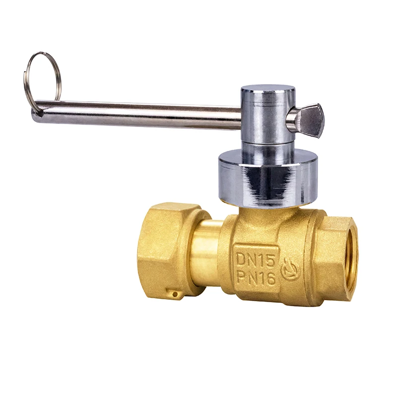 TMOK Factory Brass Special Key Magnetic Lockable Control Ball Valve for Water Meter