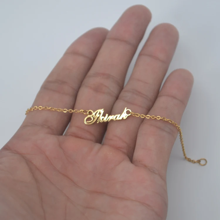18K Gold Plated Stainless Steel Custom Personalized Baby Name Bracelet