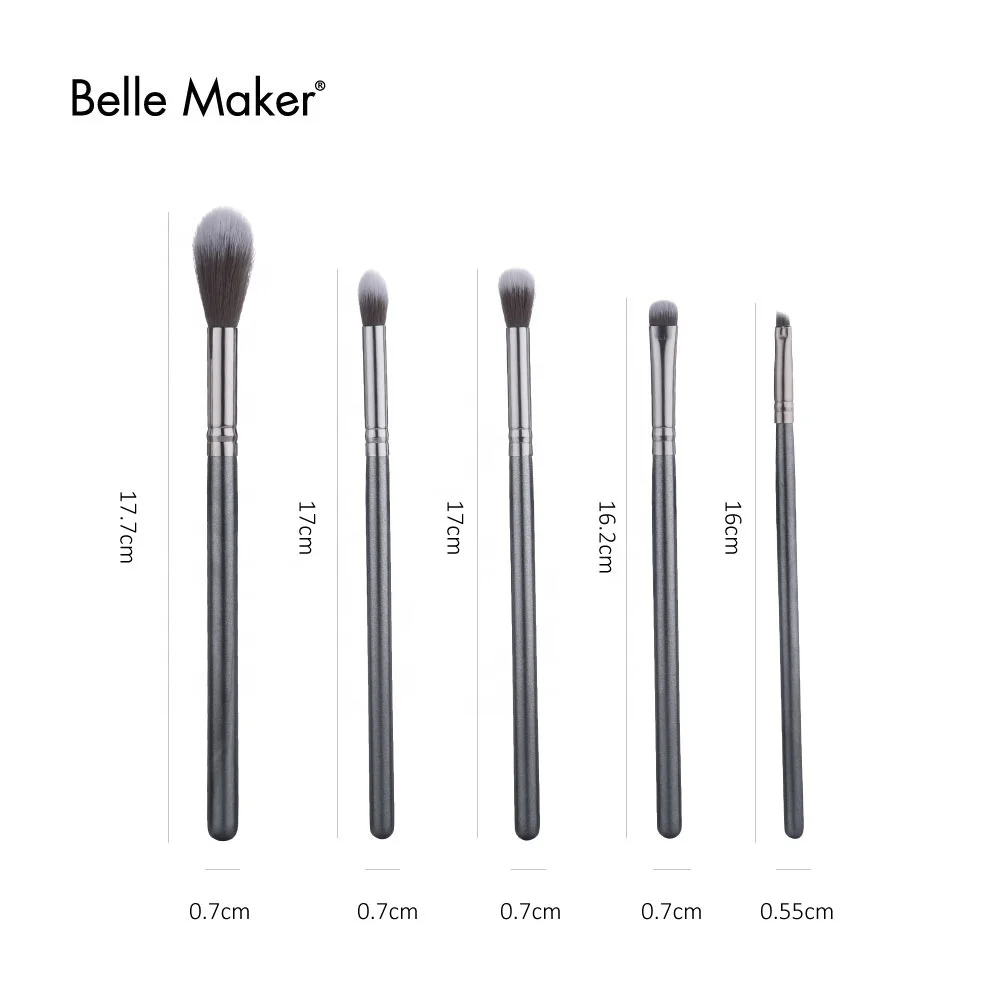 
BelleMaker Glitter Grey Makeup 5pcs beautiful eye makeup Brushes Fashion Professional powder blush foundation eyeshadow brushes 