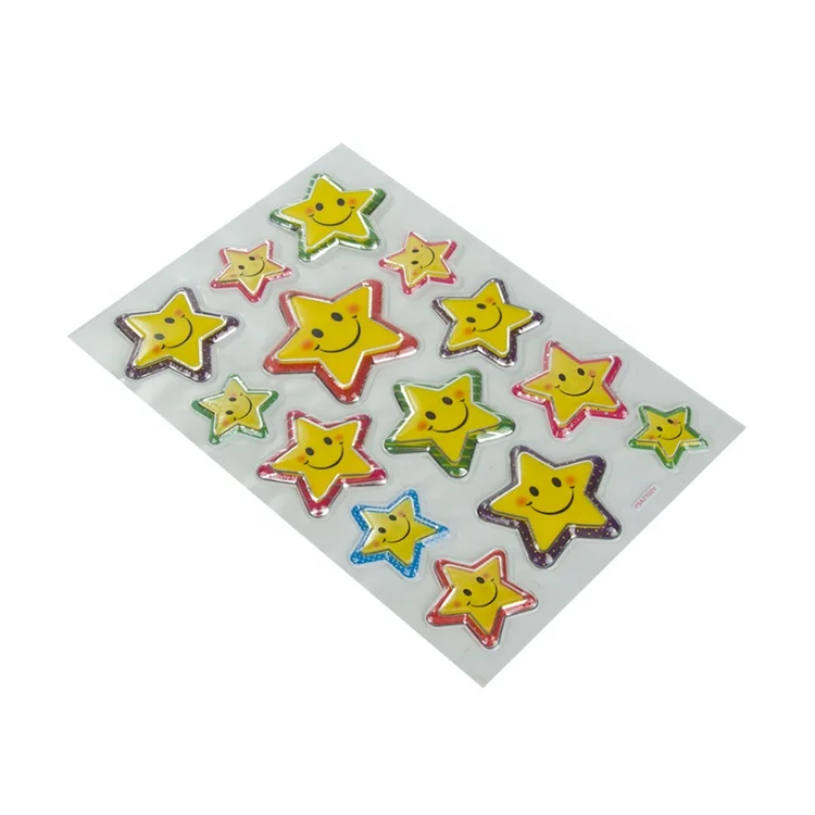 Cute cartoon star shaped puffy stickers DIY decorative stickers for macbook holographic Bubble Stickers for party decorations