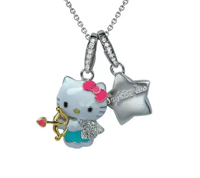 Новый дизайн Белый позолоченный Hello Kitty Sagittarius цвет зодиака эмаль 925 стерлингового серебра подвески