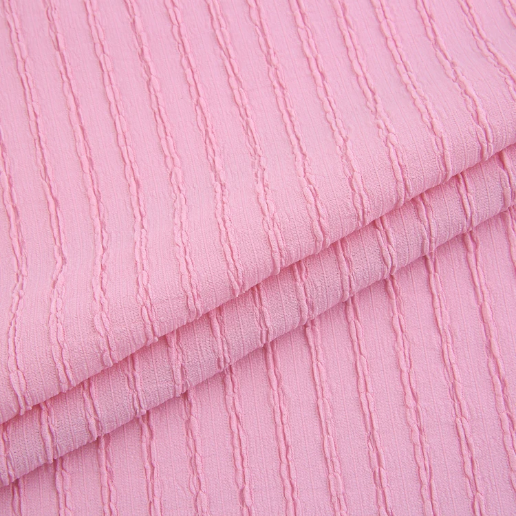 Popular light weight pink polyester warp knitted fabric 98%polyester 2%spandex warp knitting fabrics for garments