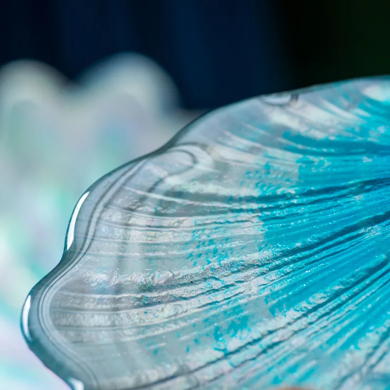 Cute creative clear glassware round shape crystal glass dinner serving plate daily used kitchenware in home