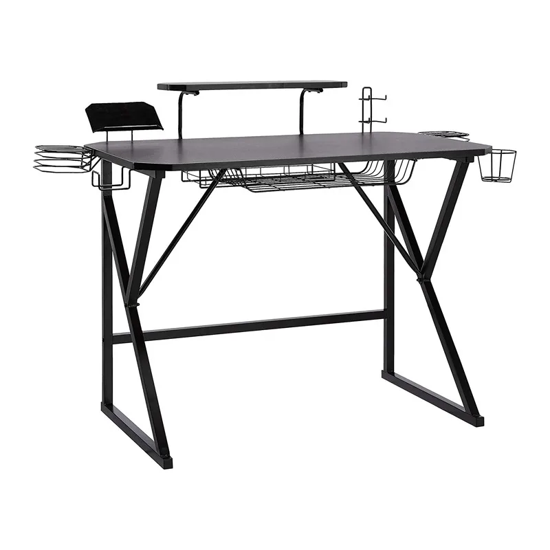 Бесплатный образец аксессуаров, современный компьютерный игровой стол с черной консолью, деревянный материал для Интернет-кафе