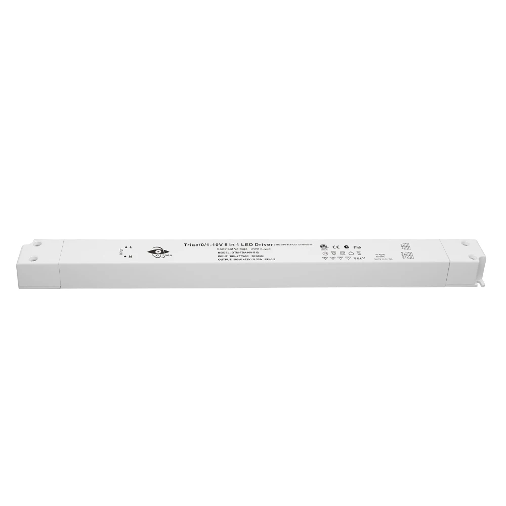 Slim DALI-2 & Push 150W 12V 24V dimmable LED driver 100-277VAC