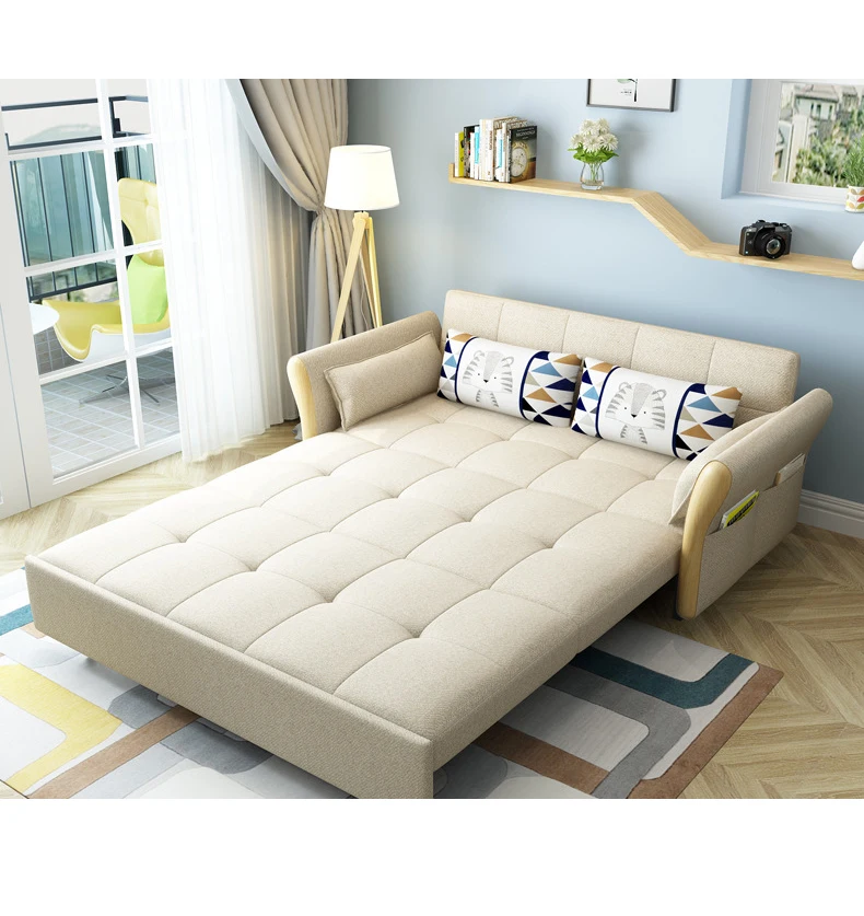 Портативный складной диван-кровать, рама из массива дерева, диван-трансформер, трехместный диван-кровать для гостиной
